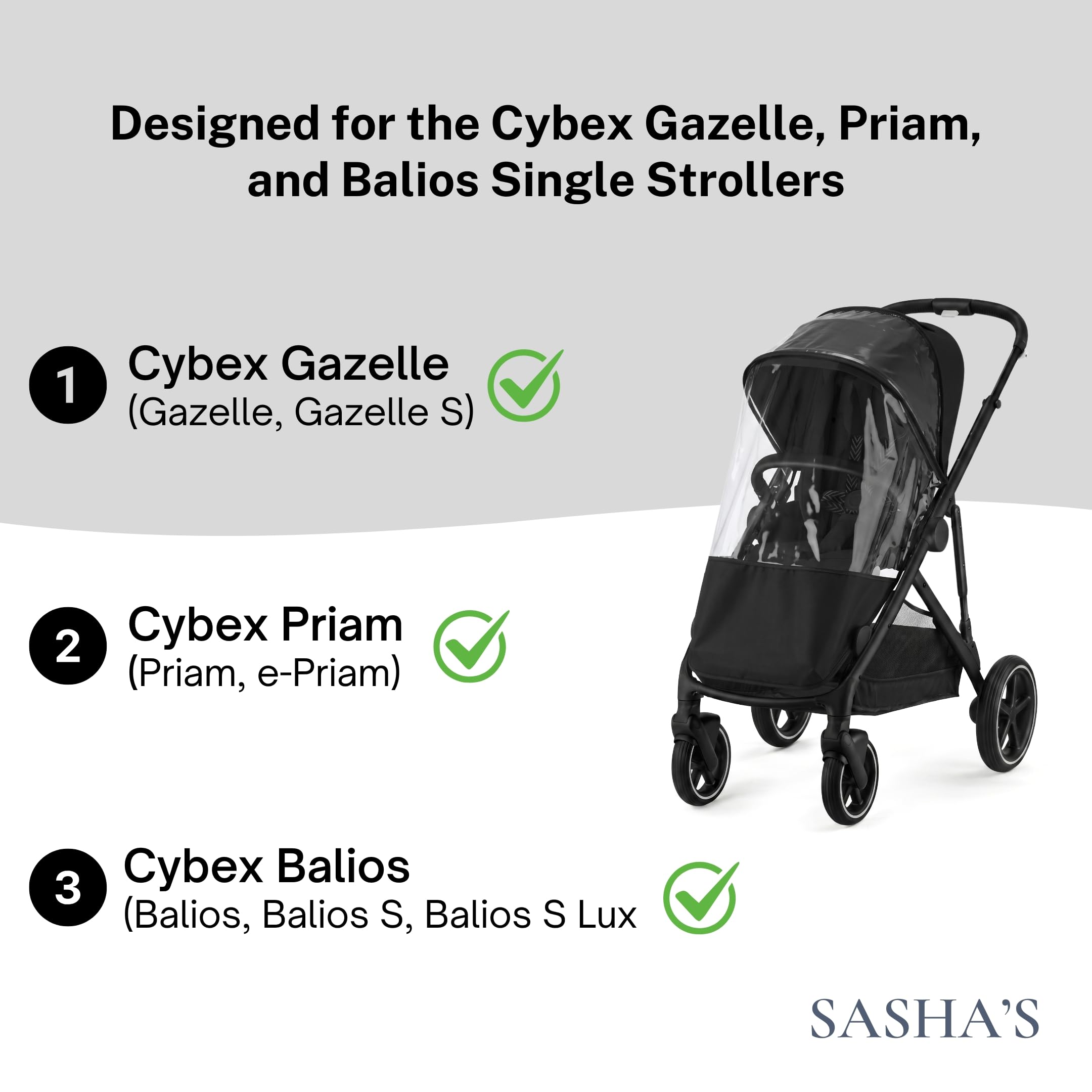 Parapioggia per passeggini singoli Cybex Gazelle, Priam & Balios SASHA'S