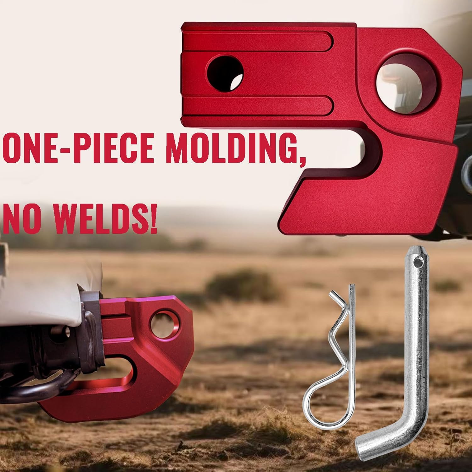 Universal Hitch Slider Skid Protection 2" Hitch Receivers Compatible with 3/4" D-Ring or Soft Shackle for Off-Road Trucks SUV Vehicle Towing Recovery Hitch Protection (Red) - Image 5