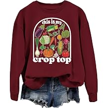 SAUIVD This is My Crops Top Sweatshirt for Women Funny Vegetable Lover Shirt for Gardener Long Sleeve Garden Casual Top