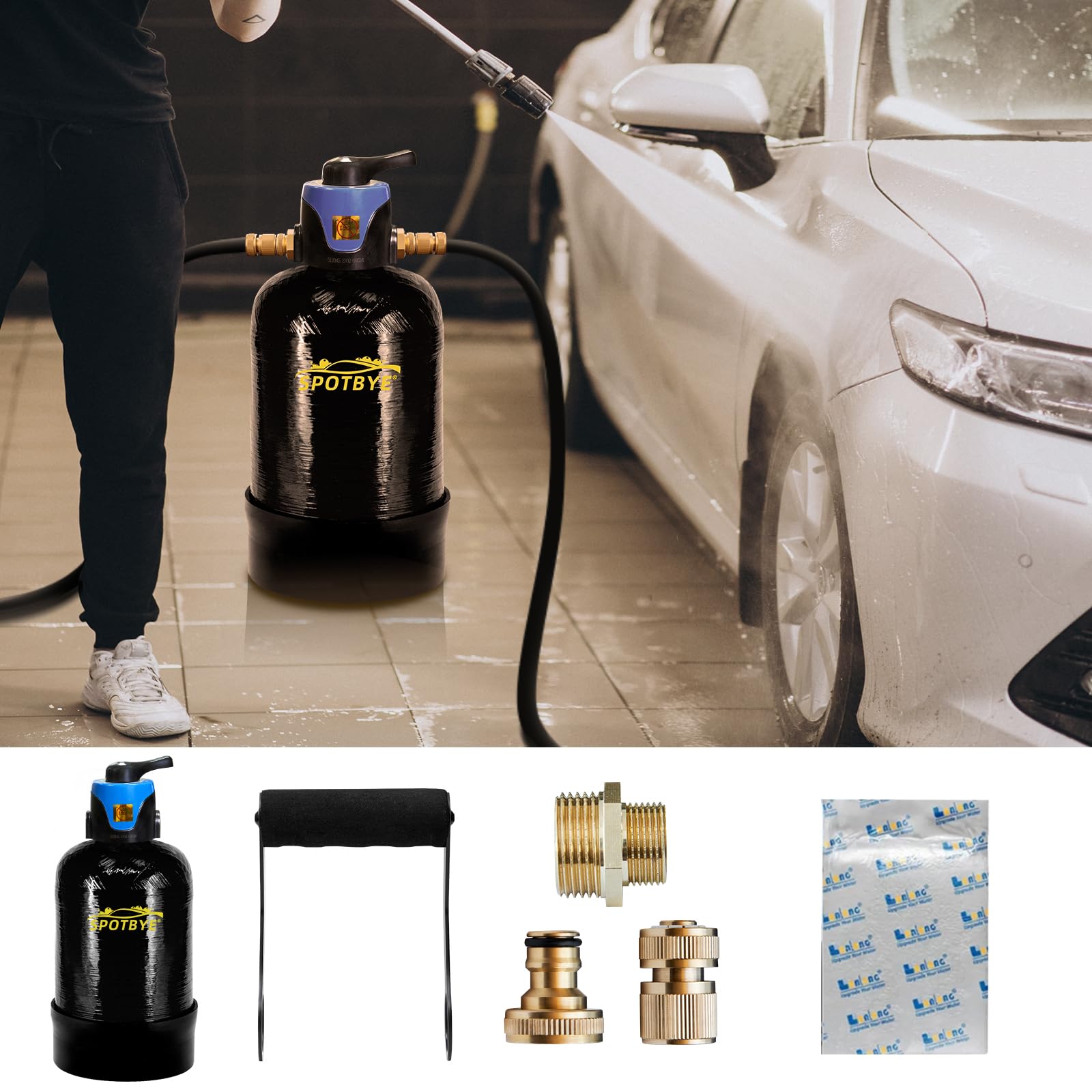 Filterelated DI Filtro per autolavaggio con sistema di acqua deionizzata portatile bypass per lavaggio auto senza macchie, kit di filtri per rimozione macchie d'acqua bypass per camper, moto, barche e