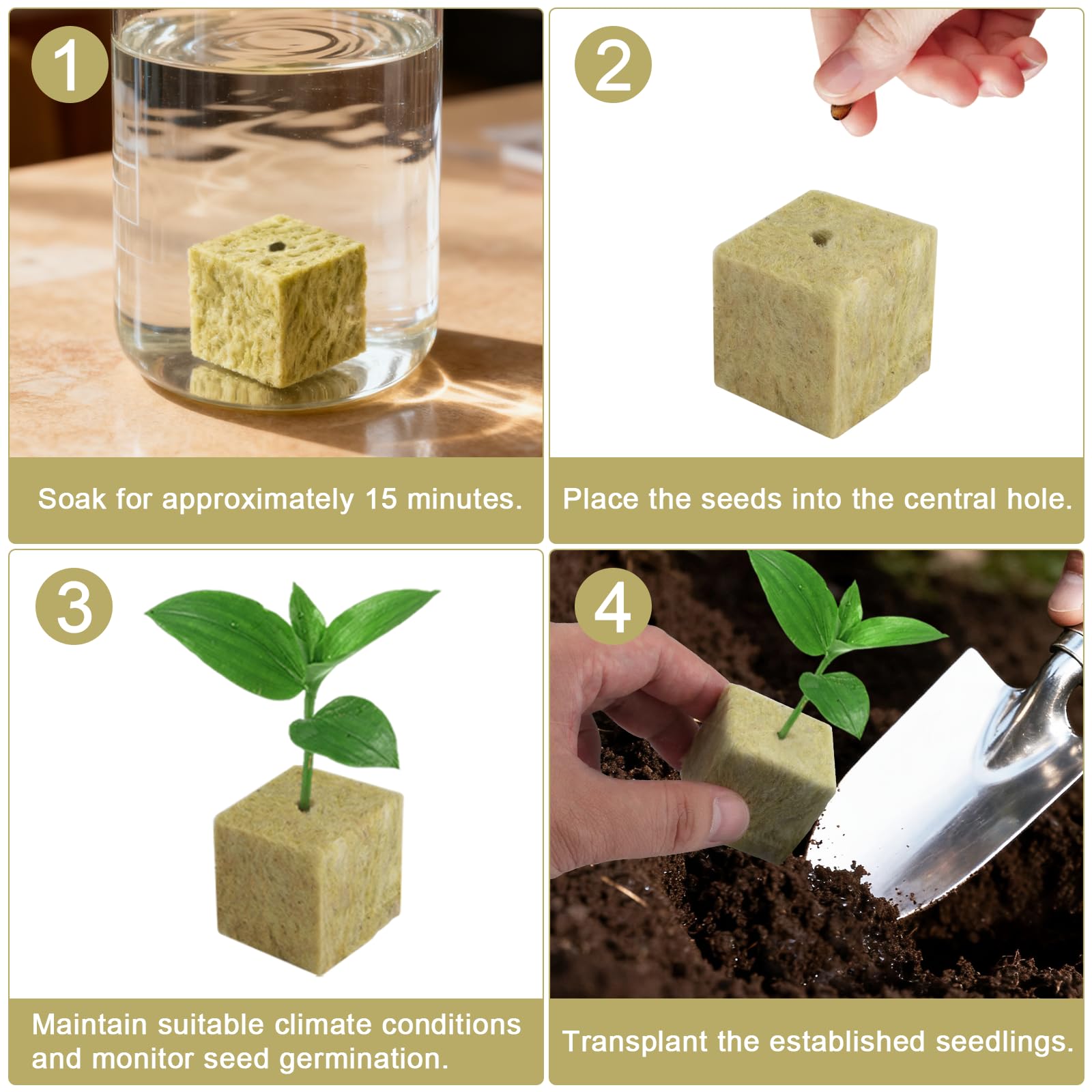 200 sztuk wełny kamiennej do uprawy 25 x 25 x 25 mm, Rockwool Cube z rękawiczkami, wełna kamienna, izolacja Easy Plug kostki do uprawy wełny kamiennej kostki do uprawy roślin hydroponicznych