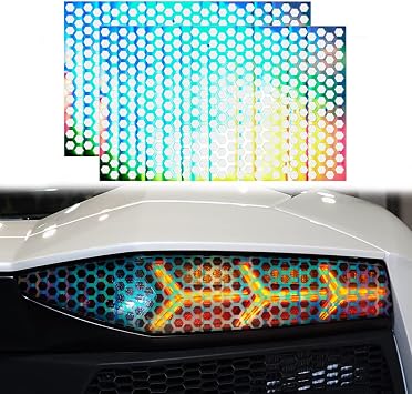 XhuangTech 2 Pcs Car Rear Tail Light Lamp Stickers Honeycomb Graphic Rear Light Vinyl Decals Trim Tail Light Lamp Film Cover for Universal Cars Decoration 48x30cm