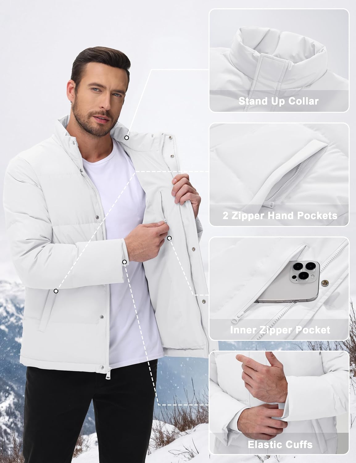 Cotrasen Men's Puffer Jacket Water Resistant Windproof Down Jackets Zip Up Warm Quilted Winter Coats for Men - Image 6