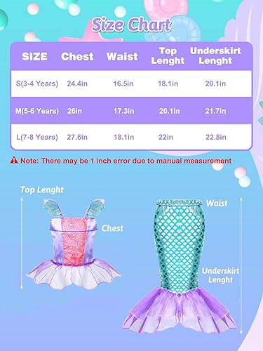 Miniatura 6 de Evimis Mermaid Dress Up Clothes for Girls- Cosplay Accessories, Princess Mermaid Costume for Girls Age 3 4 5 6 7 8