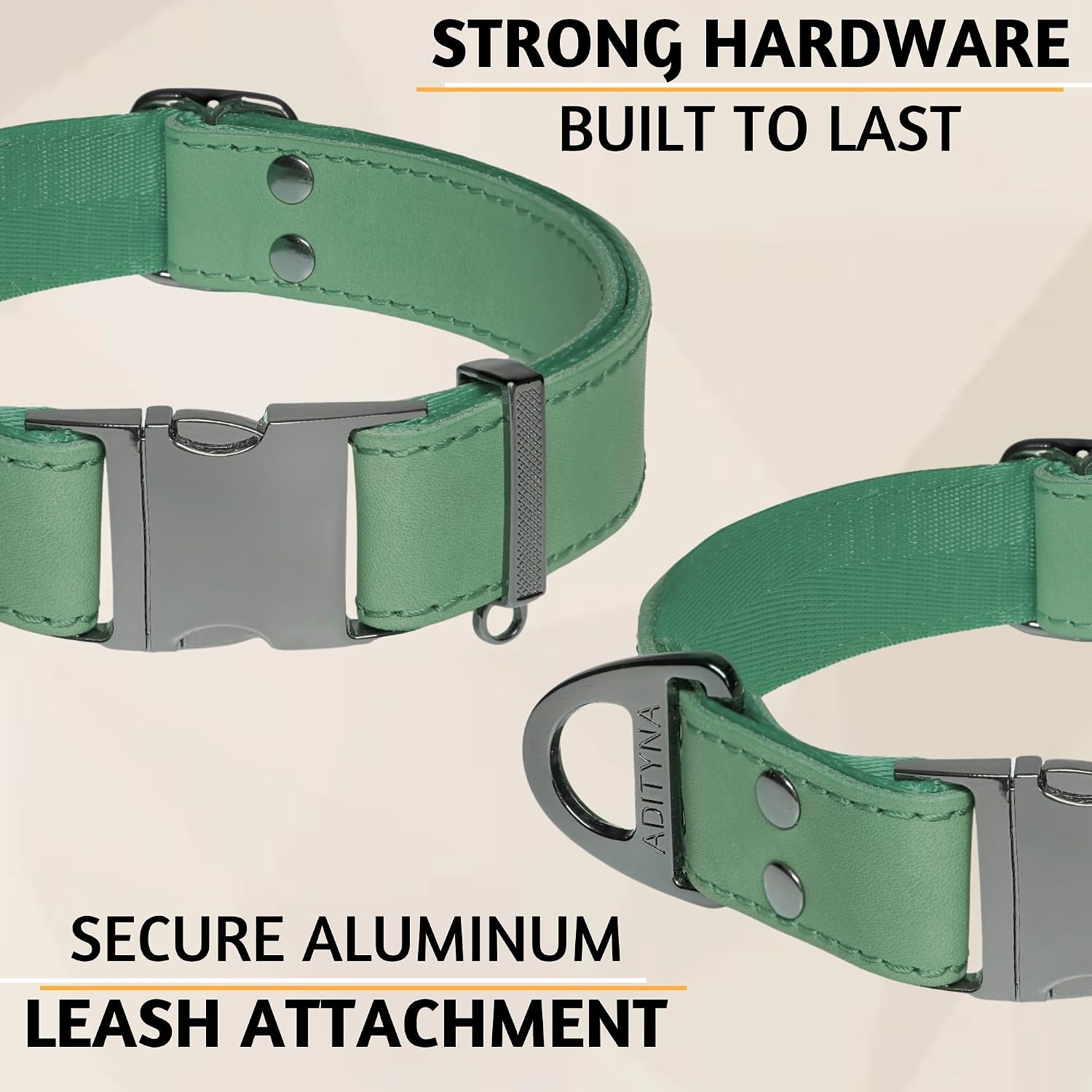 ADITYNA Leather Dog Collar for Large & Extra Large Dogs, Adjustable 19-30"