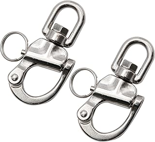 MDEOOSKY 2Packs Boat Jaw Swivel Eye Snap Shackle, Swivel Eye Snap Shackle Quick Release, Quick Release Bail Rigging Sailing, 316 Stainless Steel Clip,Boat Marine Stainless Steel Clip
