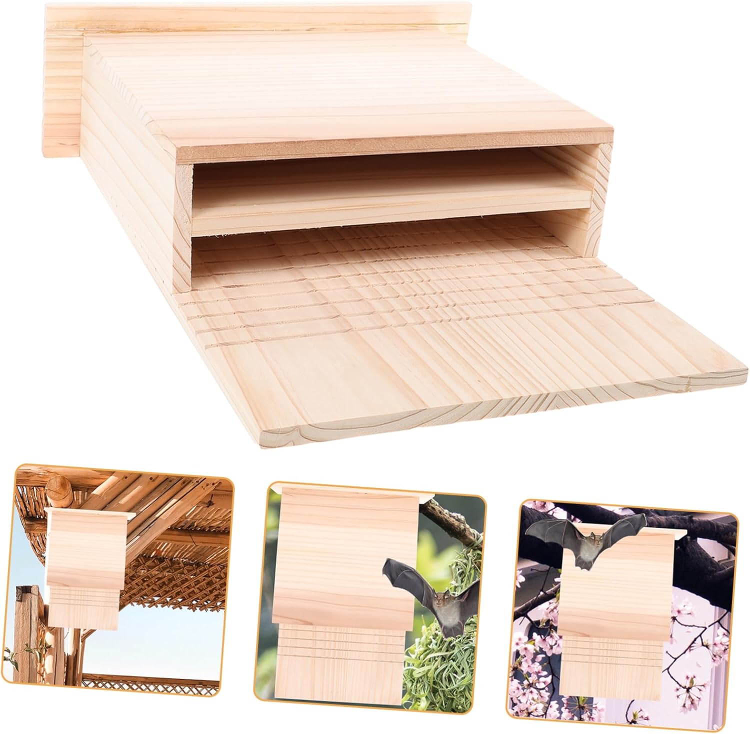 Bat House Handmade Outdoor Bat Shelter for Courtyard and Backyard Durable Pet House Designed for Bats for Gardens and Trees