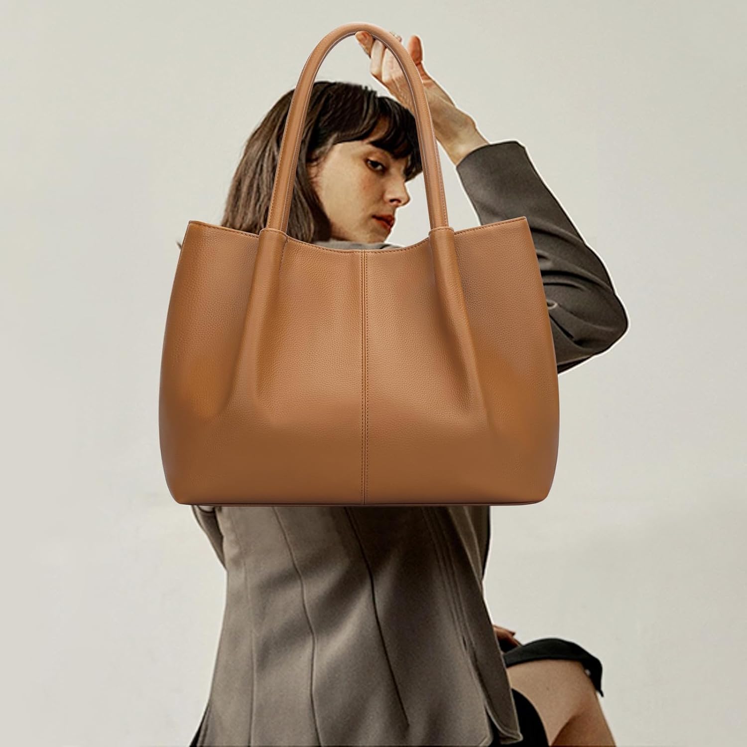 KKXIU Tote Bag for Women Vegan Leather Shoulder Purse Large Capacity Travel Bag - Image 3