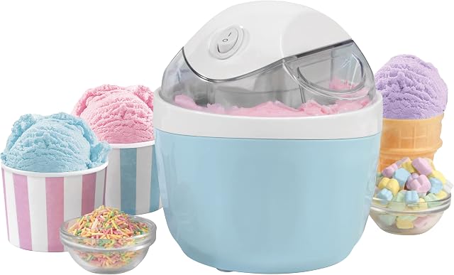 Giles & Posner EK5014GSBL Pastel Electric Ice Cream Maker, Compact & Countertop, Home-Made Soft Serve Ice Cream Machine, Quick Freeze 500ml Bowl, Quiet Operation, Sorbet & Frozen Yoghurt Churner