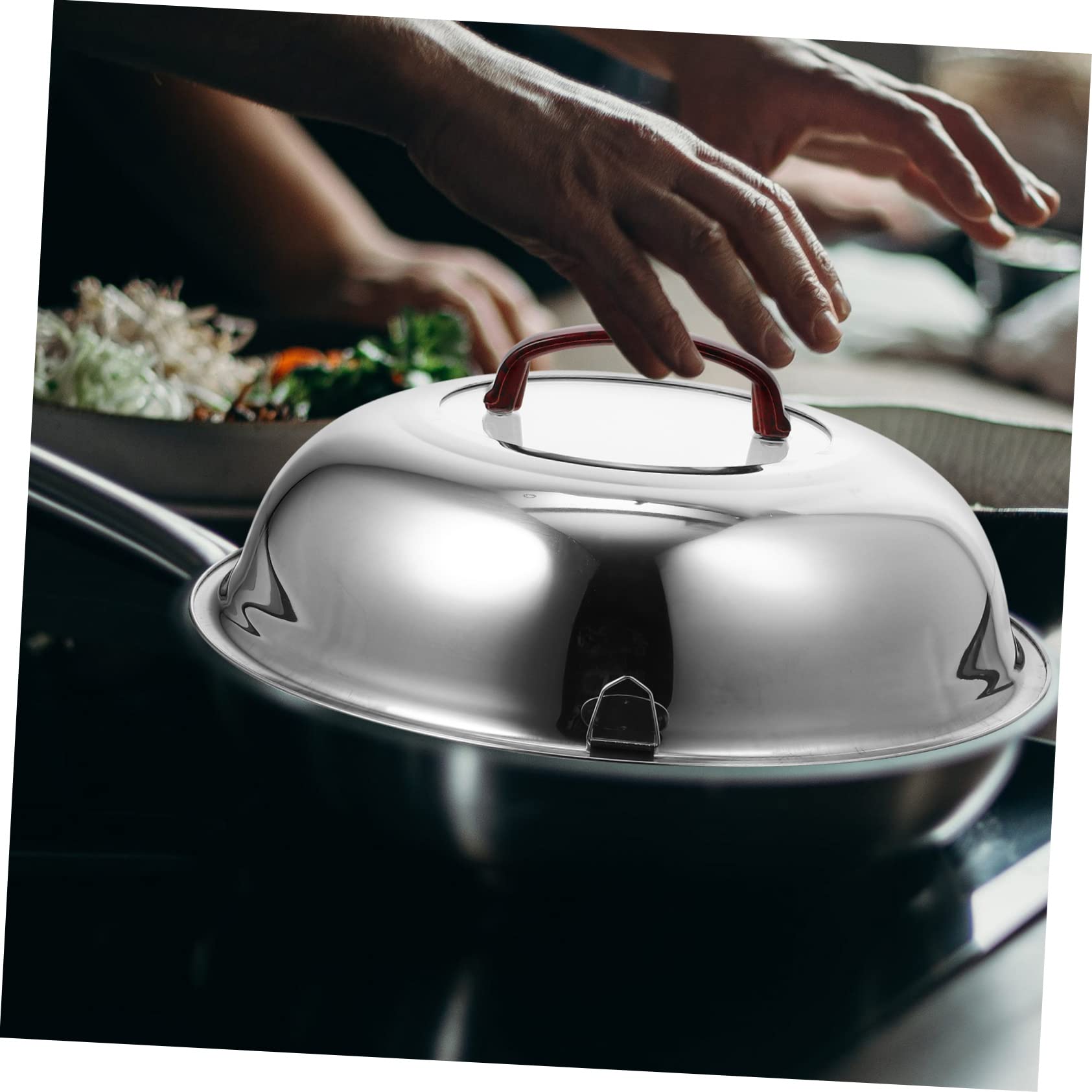Mikinona Tapa De Olla De Acero Inoxidable Mango Tapa Redonda Para Sartén Cubierta Para Cocina Reutilizable y Fácil De Limpiar