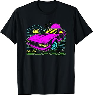 Iconic Celica Supra Neon Retro 80s Vibe Chest Logo T-Shirt