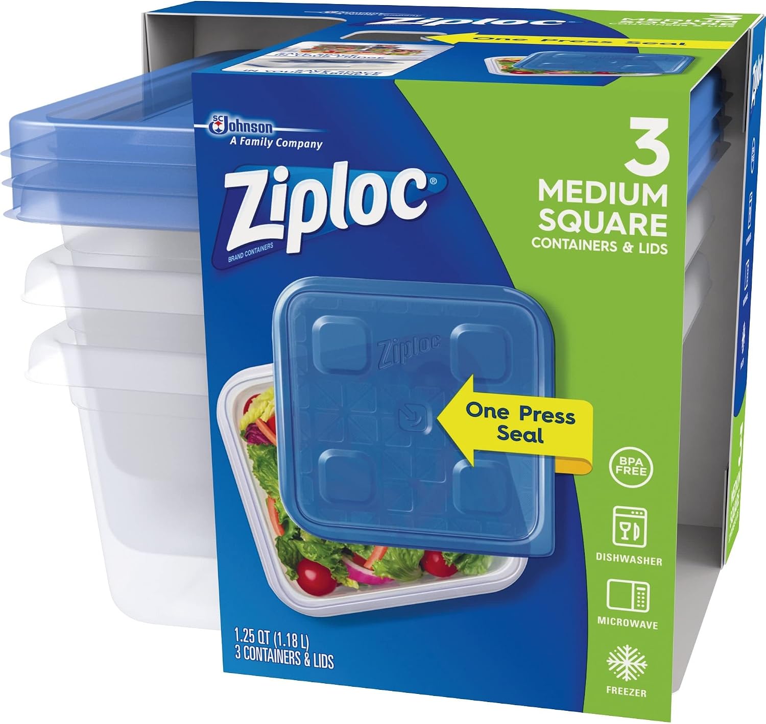 Ziploc® Plastic Food Storage Container Set, Clear, Pack Of 3