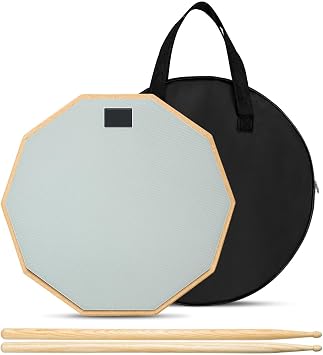 CROWNSHOP Drum Practice Pad and Sticks Double Sided Silent Practice Drum Pads 12-Inch Silent Snare Drums Training Kit for Adults Kids Includes Sticks Oxford Storage Bag