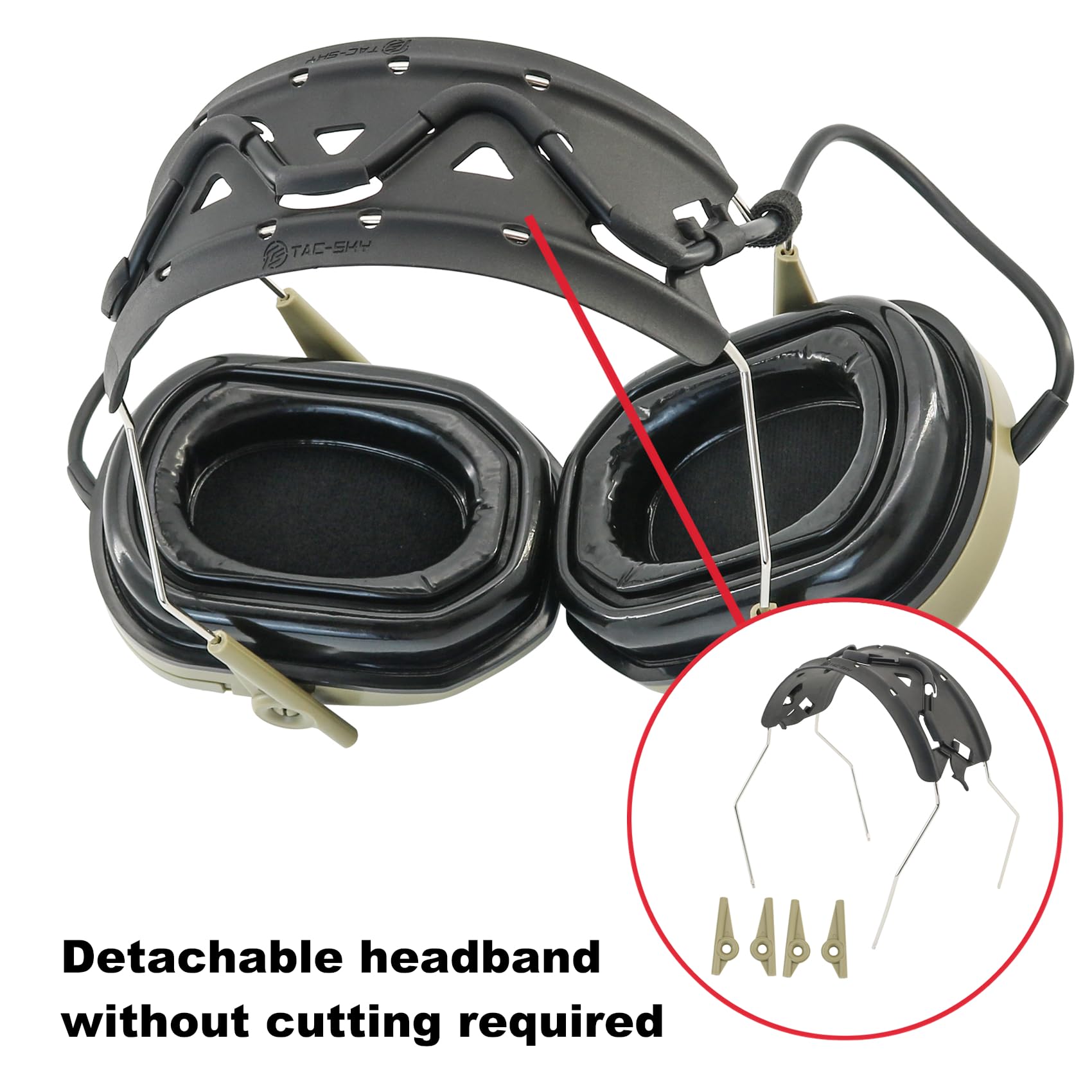 Diadema desmontable con auriculares de protección auditiva, captación electrónica de sonido, reducción de ruido, almohadillas de silicona para los oídos