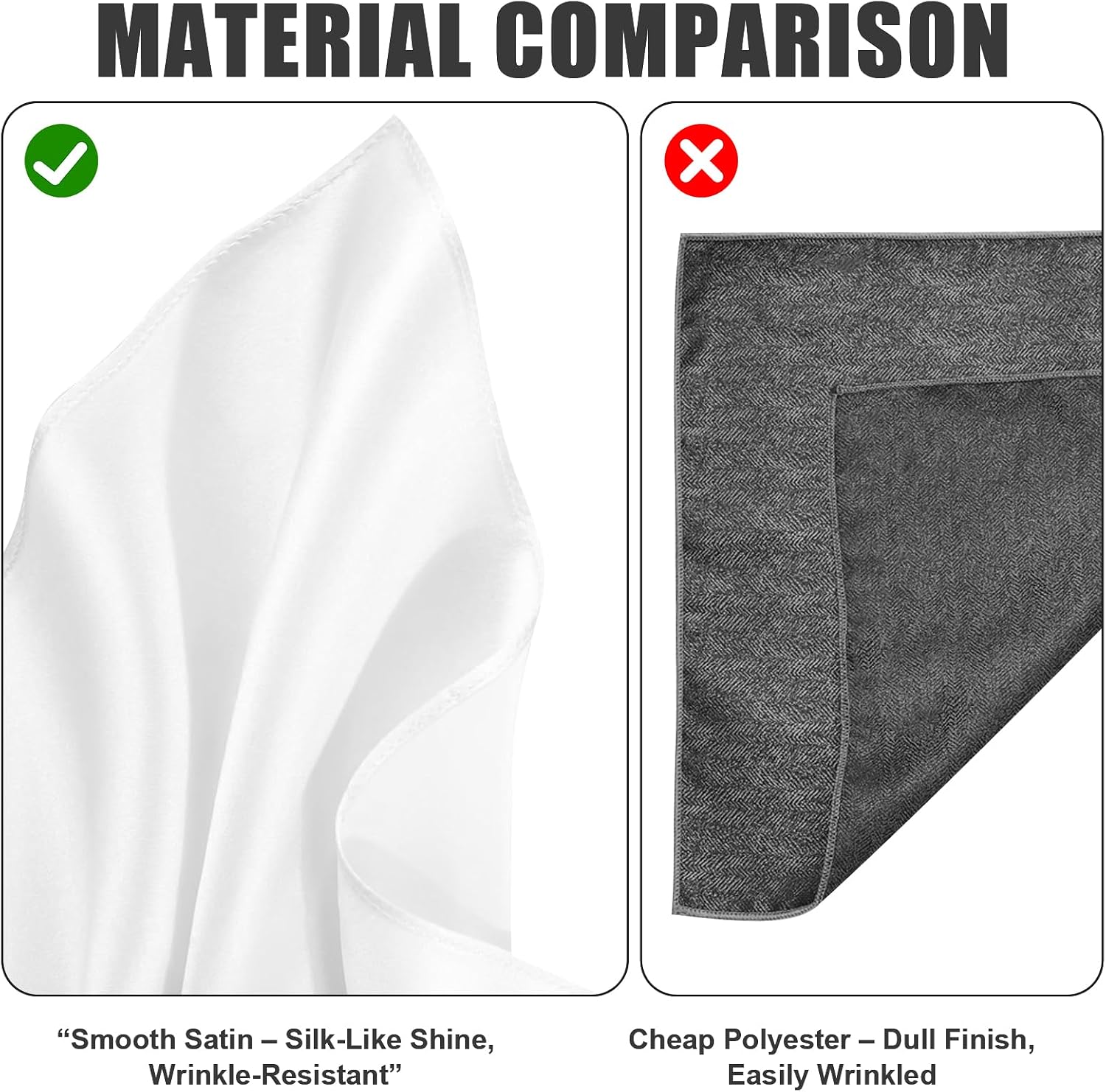 Pocket Squares for Men, Satin Suit Pocket Square, Men’s Silk-Like Pocket Square for Wedding, Groomsmen & Gift,12x12 Inch