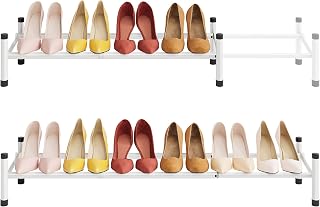 Tajsoon Expandable Shoe Rack for Closet 1 Tier, 28“-41“Stackable, White