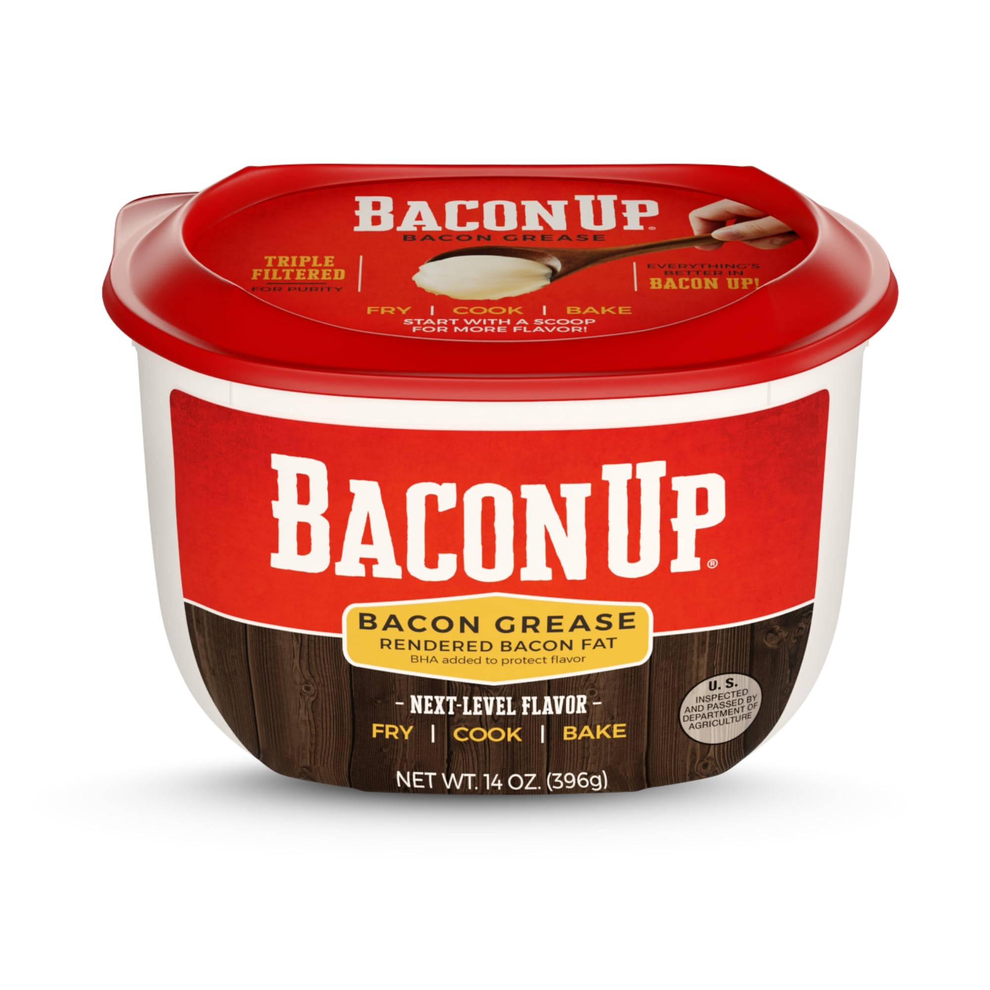 Bacon Up Bacon Grease for Cooking - 14 Ounces, 1 Pack of Authentic Bacon Fat for Cooking, Frying and Baking - Triple-Filtered for Longer Shelf Stability, No Carbs, Gluten-Free