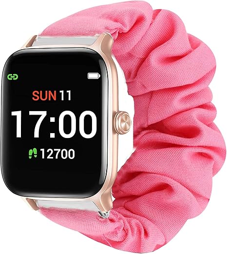 Compatible For Coucur Smartwatch Band, Lamshaw Fabric Elastic Scrunchie Elastic
