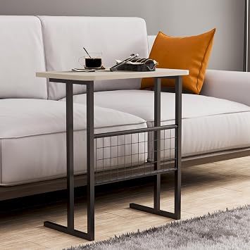 interGO Metal Stand Laptop Stand Sofa Table Breakfast Table Work Table - Cream