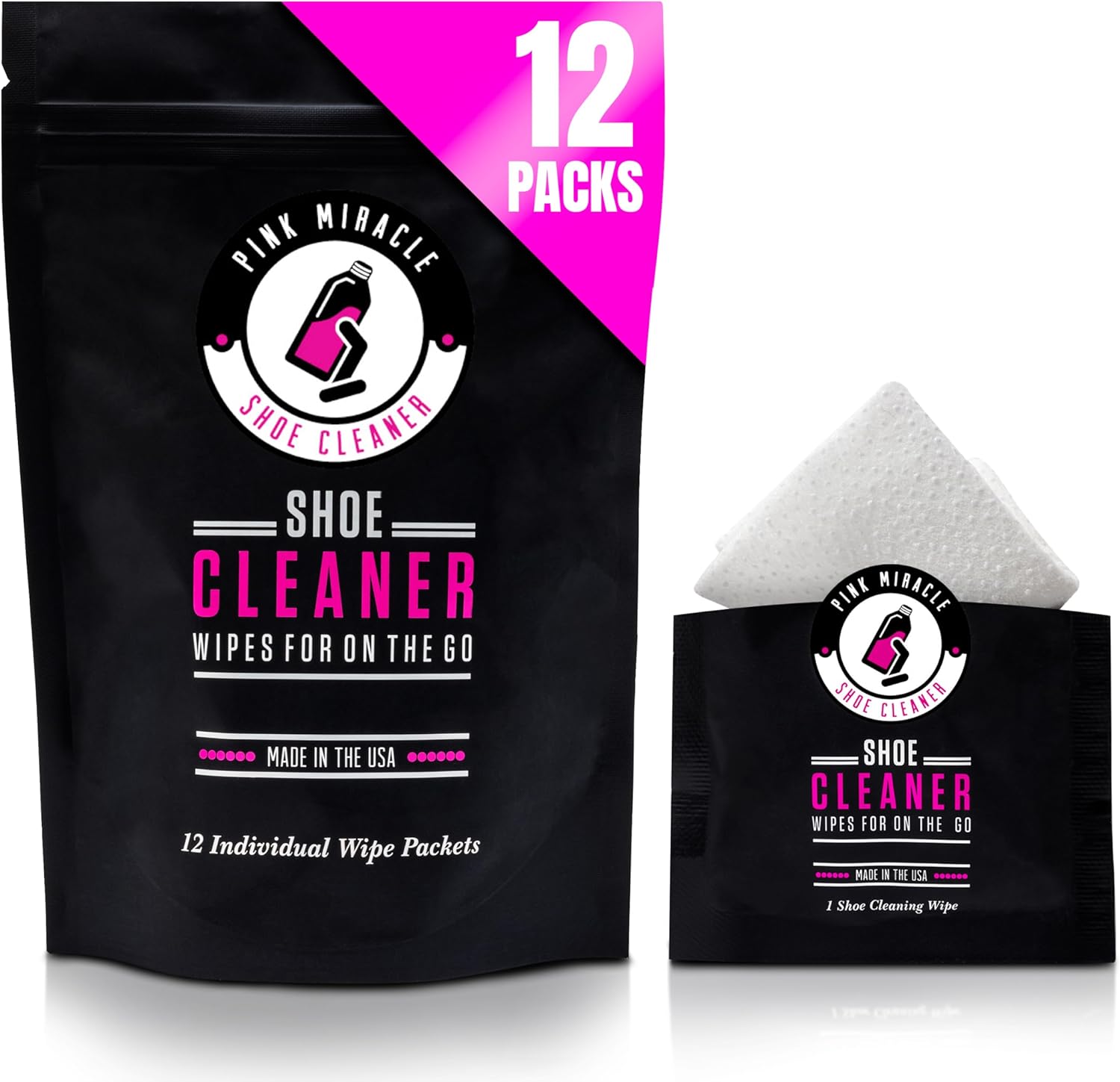 Pink Miracle Shoe Cleaner Quick Wipes Limpiador de Calzado
