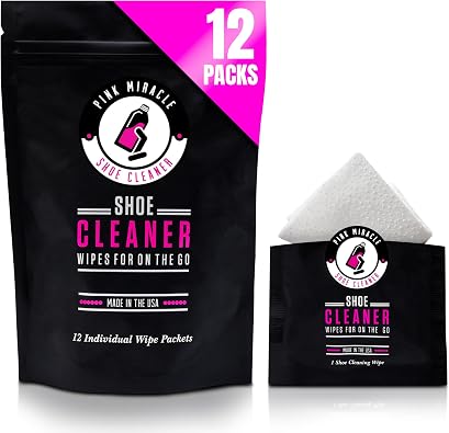 Pink Miracle Quick Clean Shoe Cleaner Wipes (12 Pack) for Fast Sneaker Cleaning on the Go!