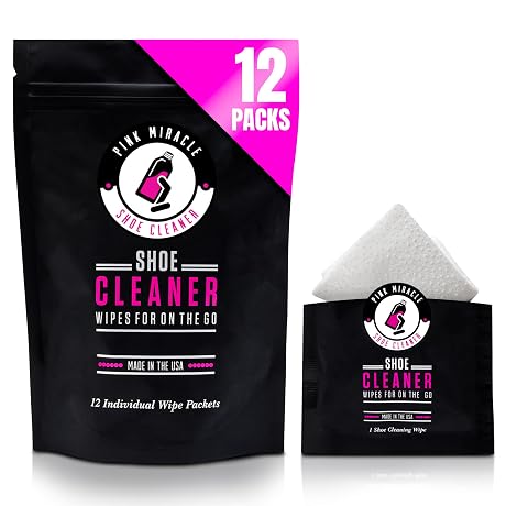 Pink Miracle Shoe Cleaner Quick Wipes for Dirt, Scuffs and Grime Clean Up