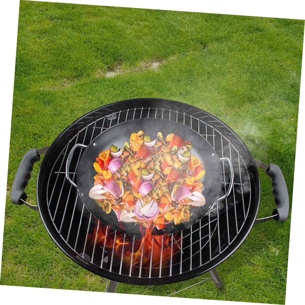 INOOMP Bandeja Para Hornear Wok Para Parrilla De Inoxidable Cesta Profesional Para Verduras Accesorio Para Barbacoa Para Asar Carne y Verduras La Parrilla