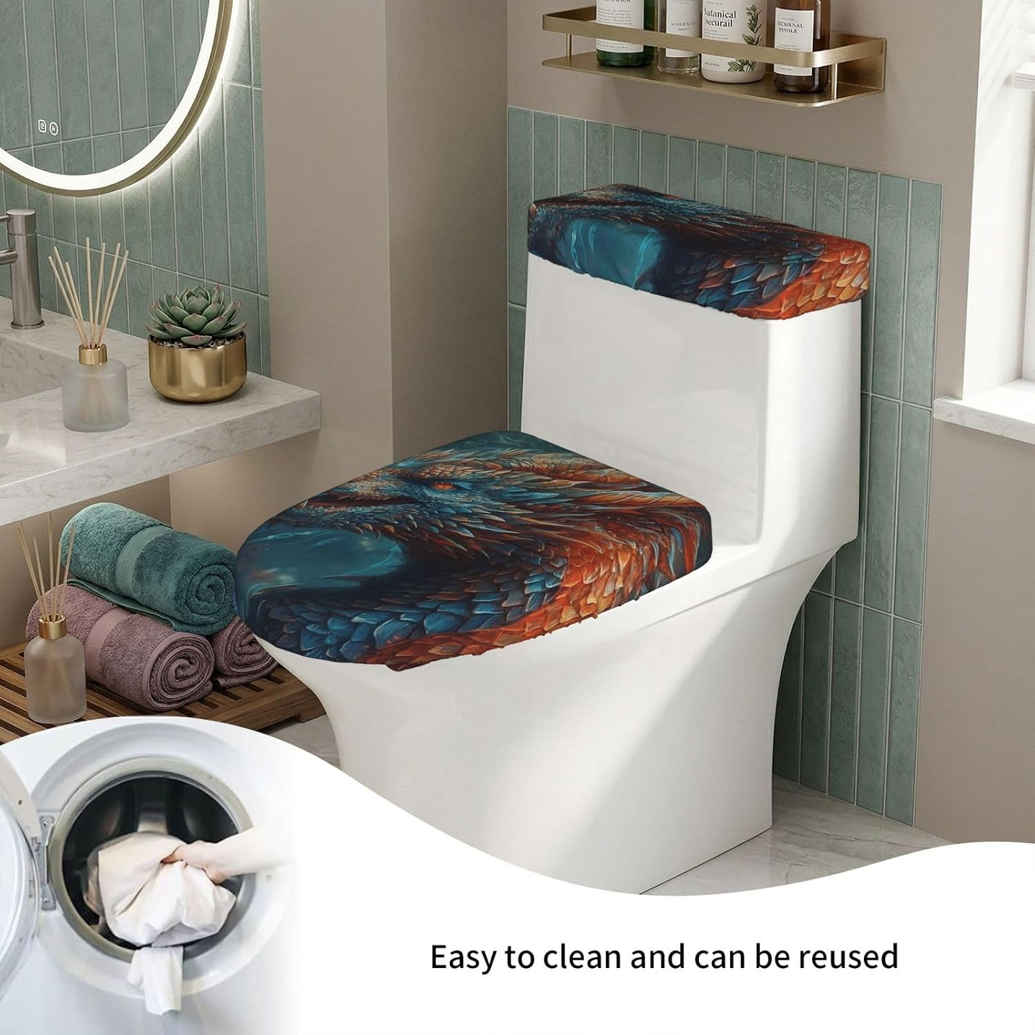 2 Pcs Toilet Lid Cover And Toilet Tank Lid Cover Washable Toilet Cover image 5