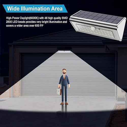 Miniatura 7 de Super Bright Solar Lights Outdoor IP65 Water Proof, 1100 Lumens Wireless LED Motion Sensor Light, Aluminum Metal Housing Security Light for Yard