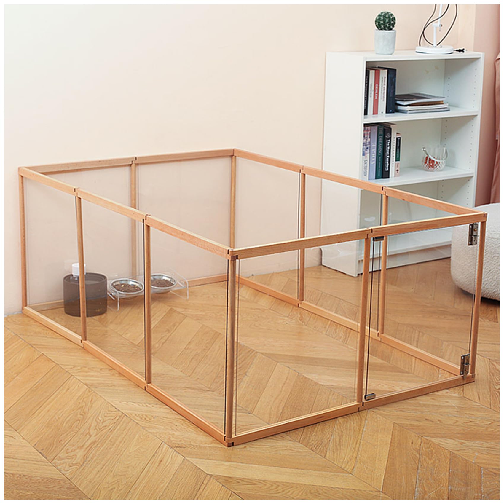 Amazon.co.jp: ペットフェンス 透明 扉付き ペットゲート 犬猫 中大型