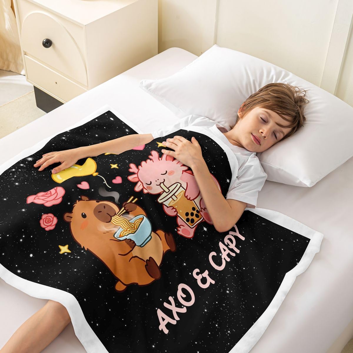 Erosebridal Axolotl & Capybara Throw Blanket 30" x 40" for Bed Couch image 2