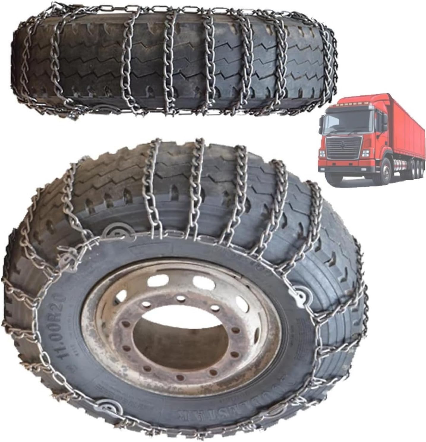 2pcs 9mm Heavy Duty Snow Tire Chains for Suv and Pickup Trucks Traction Chains Manganese Skid Design for Snow and Mud Reliable Grip 225/75R17.5 2pcs 285/80R22.5