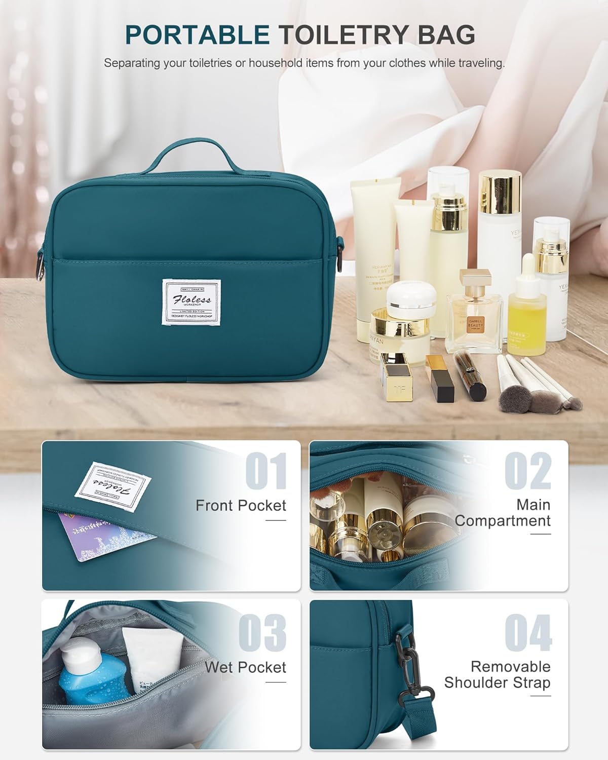 Weekender Bags for Women, Travel Duffel Bag with Shoe Compartment & Wet Pocket, Carry On Personal Item Overnight Tote Duffle Bag for Airlines - Peacock Blue