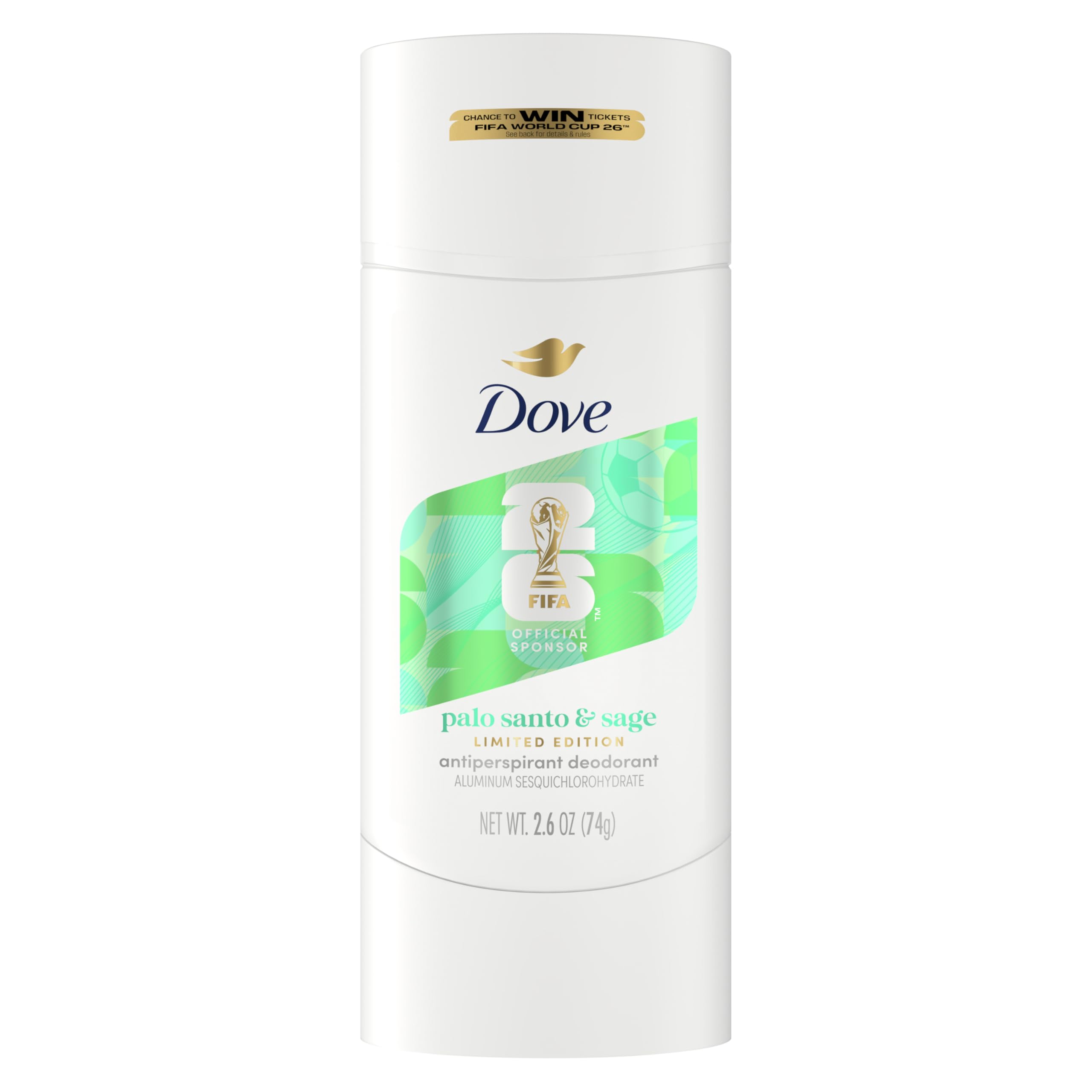 Dove Clinical + Care Antiperspirant Deodorant Stick for Women | Palo Santo & Sage Scent, 72H Sweat & Odor Protection, FIFA World Cup Limited Edition, 2.6 oz