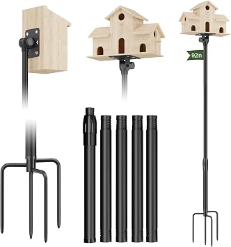 Bird Feeder Pole Heavy Duty 92" Outdoor Stand, Fits Most Bird Feeders