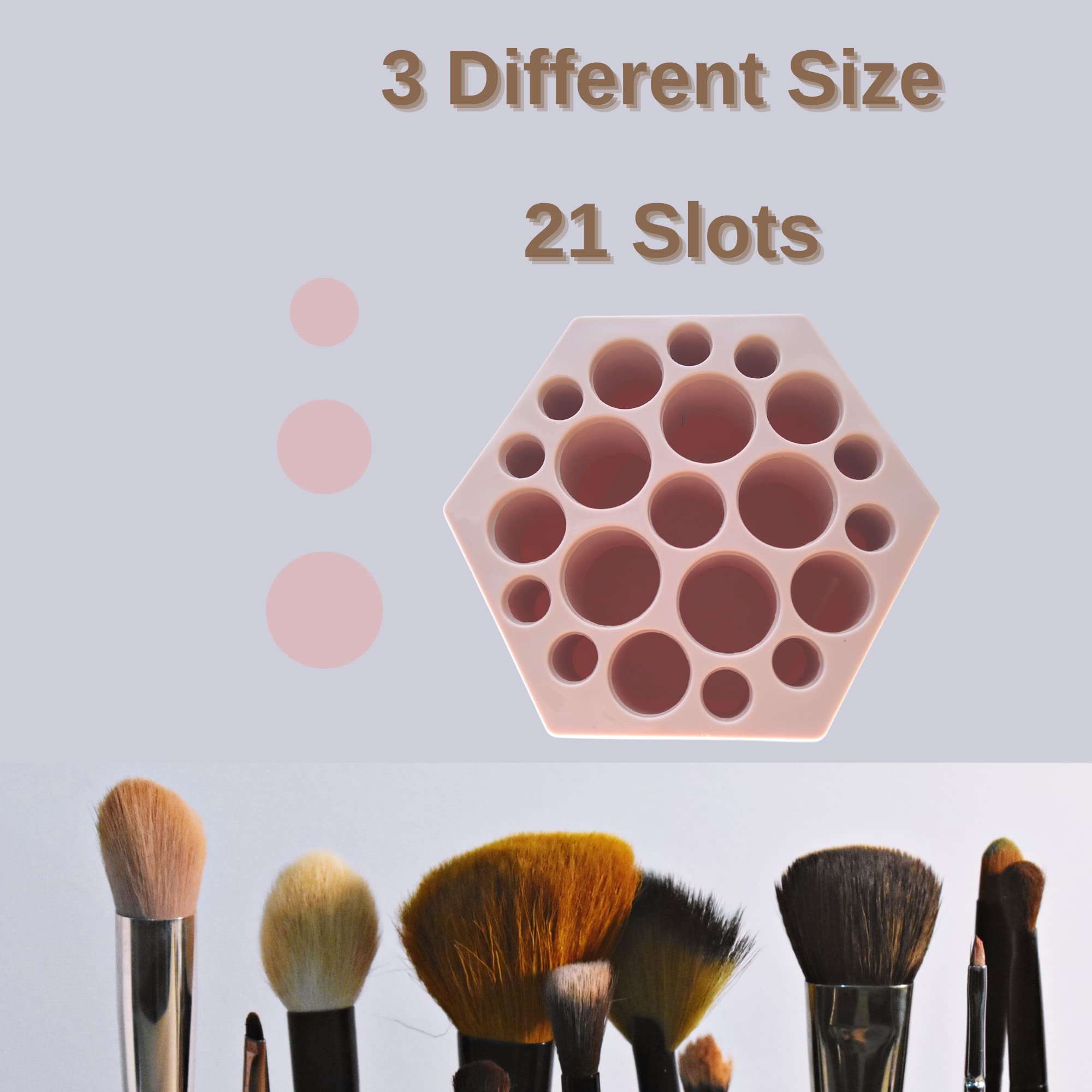 Support De Séchage Et Rangement Pour Pinceaux De Maquillage - Design Rose, Plastique Léger, Idéal Coiffeuse Ou Salle De Bain (13x13x13 Cm)