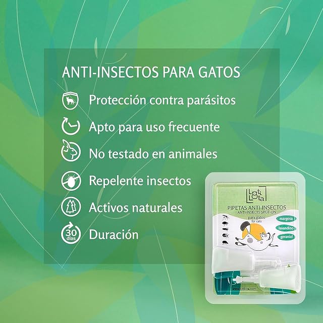 Foto 3 de 6 de LOTI LOTA Pipetas Anti-Insectos para Gatos - Pack 2 Blister (4 Pipetas Total) - Activos 100% Naturales