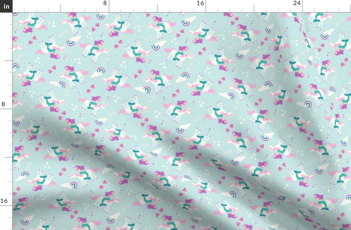 Spoonflower Fabric - Mermaid Unicorn Novelty Kids Cute Printed on Petal Signature Cotton Fabric by The Yard - Sewing Quilting Apparel Crafts Decor