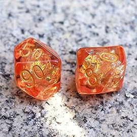 Haxtec Orange DND Dice Set RPG Fall Filled Resin Polyhedral D&D Dragon Dice with Iridescent Mylar Inclusion for Roleplaying Games Compatible with Dungeons and Dragons Gift