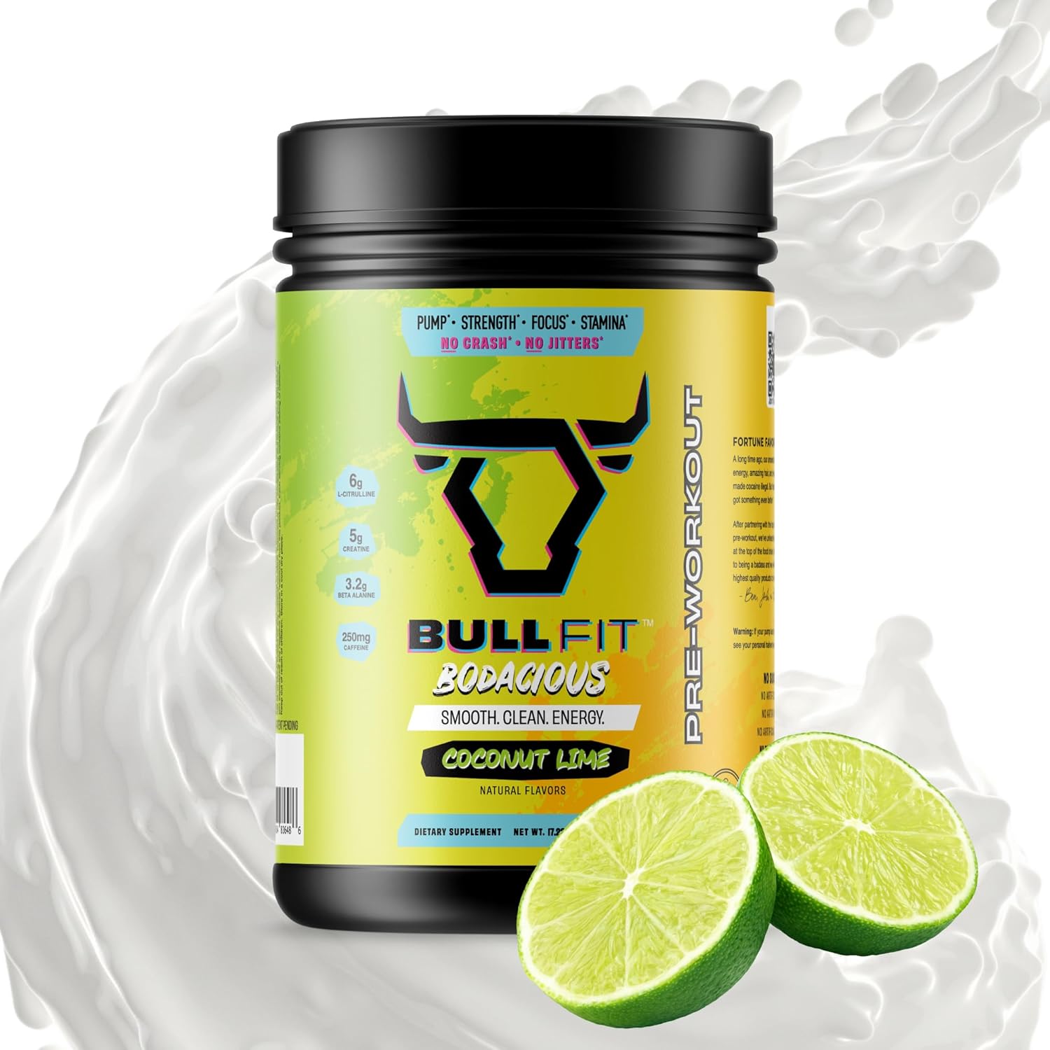 BULLFIT Pre Workout Powder, Support for Men & Women, L Citrulline, Creatine, Beta Alanine & Electrolytes, Powdered Drink Mix with No Sucralose & Zero Sugar, 20 Srvgs (20 SRV, Freedom Pop)