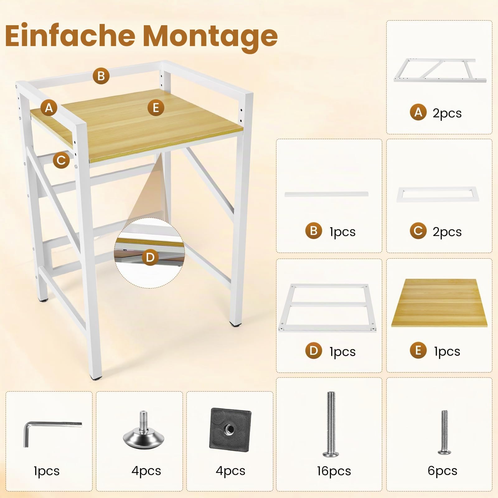 Regal über Waschmaschine(73x64x112CM), Tragkraft 350kg/770lbs Waschmaschinenschrank, Dreistufig Höhenverstellbar (96-101-106CM) Waschmaschinenregal, Verbindungsset für Waschmaschine und Trockner