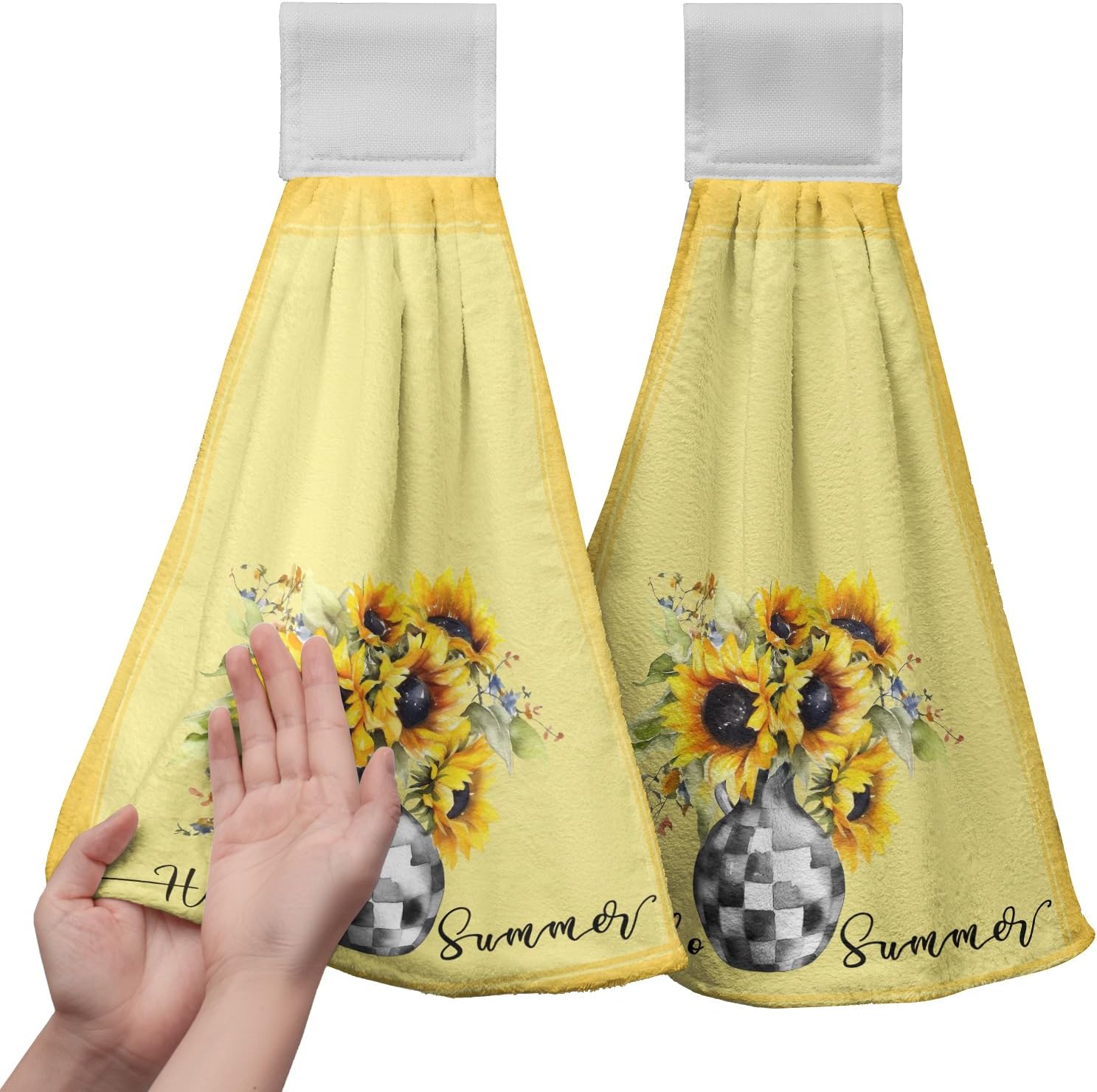 Retro Rustic Sunflowers Hanging Kitchen Towels 2PCS Vintage