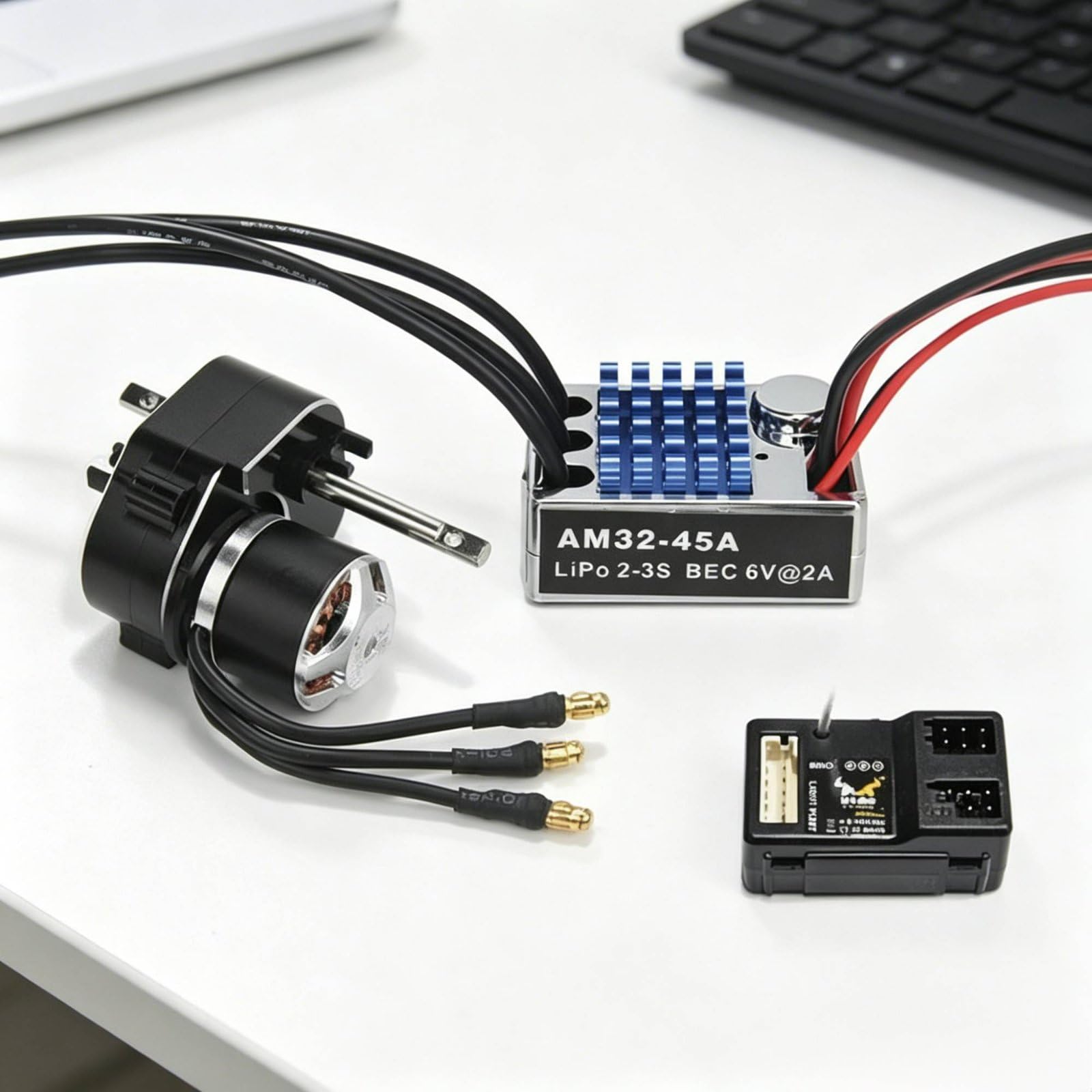 predolo Combo Motore Brushless 2322 Alta Potenza Kit Motore Brushless e ESC Avvio Sinusoidale per Fuoristrada, Argento, Kit Ricevitore 6-Ch
