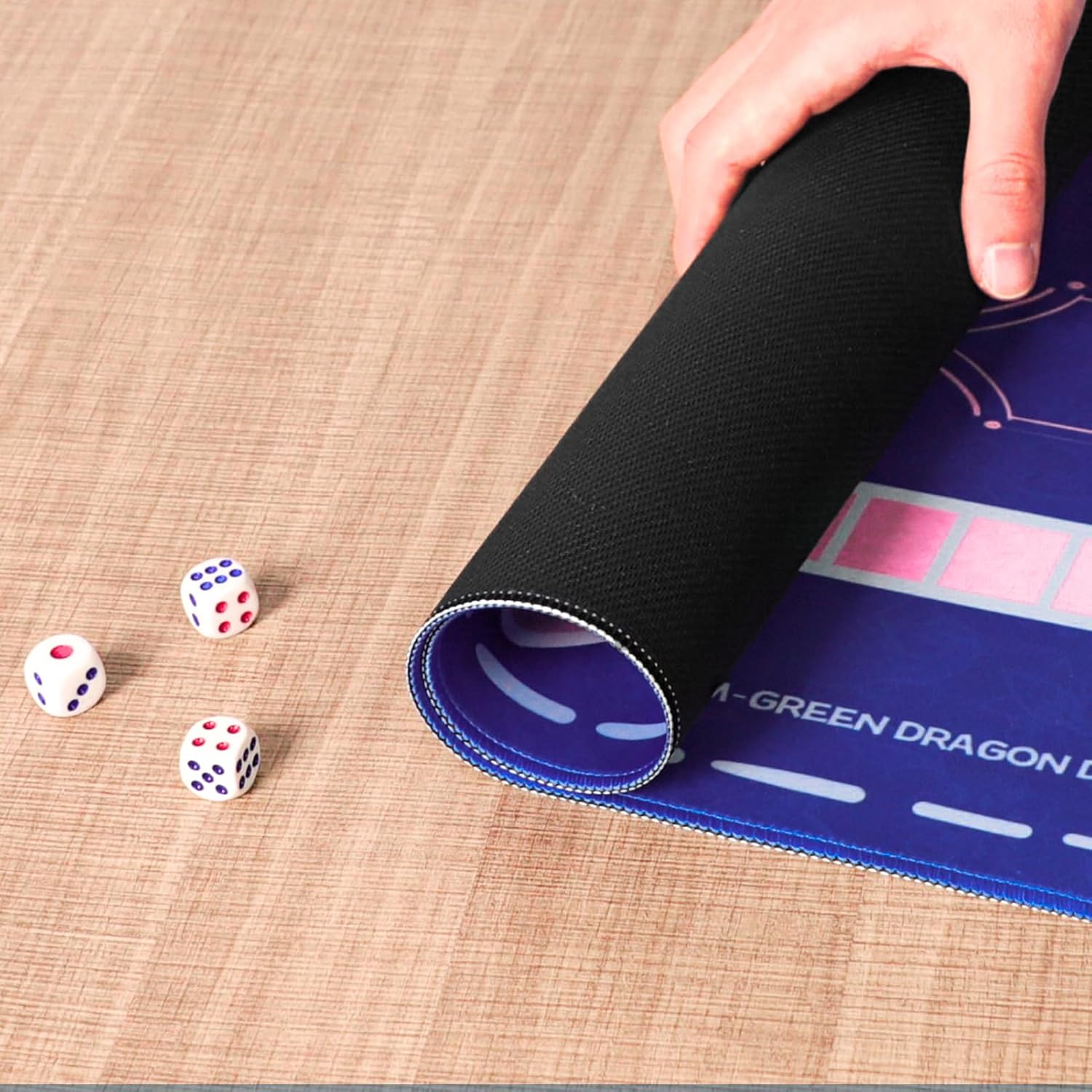 TIASUSAN Blue Mahjong Learning Mat (33” x 33”) with Black Carrying Bag, Anti-Slip, Noise-Reducing Table Mat for Mahjong, Board Games, Tile Games and Card Games