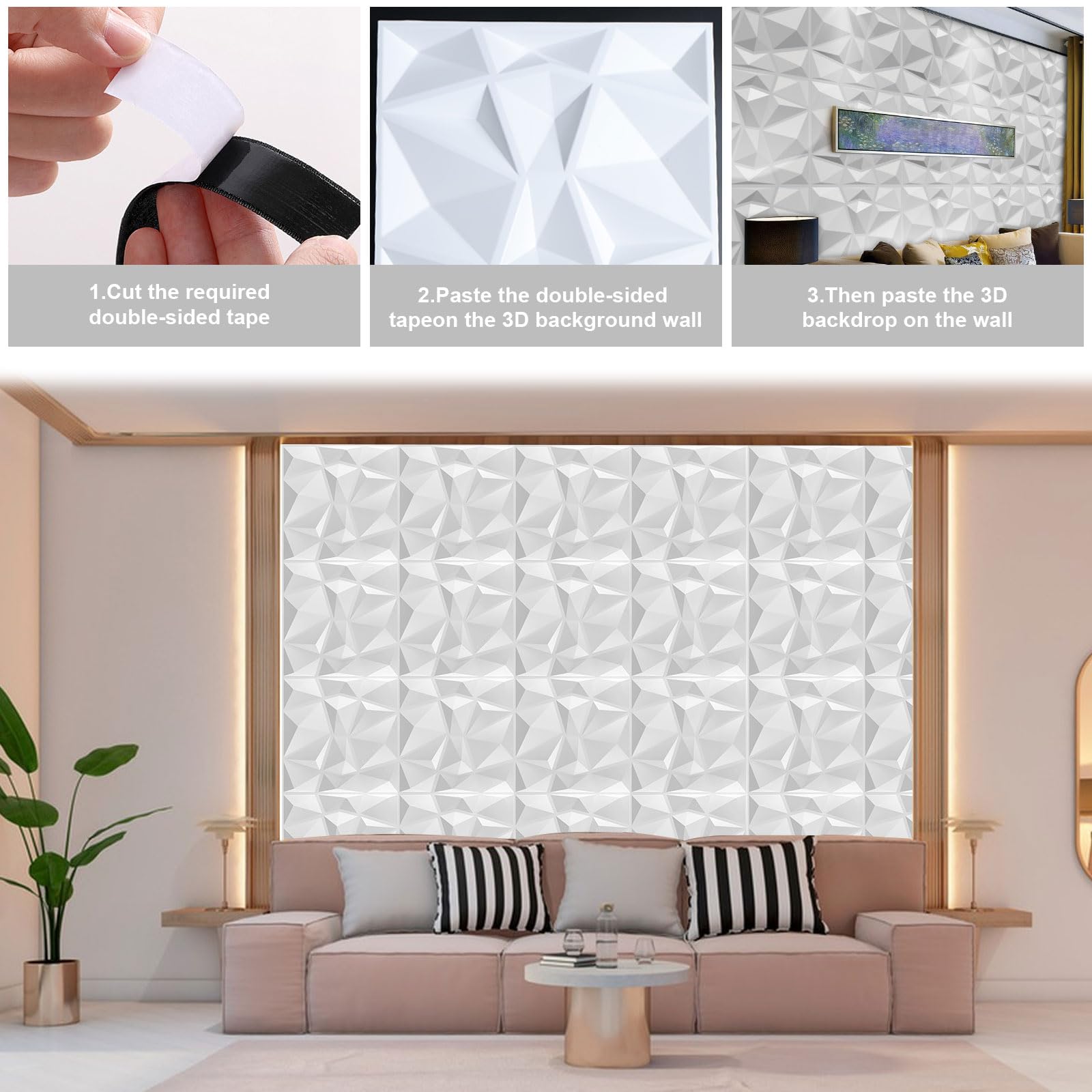 12 Pcs 3D Wall Panels PVC Panel, Facade Cladding, Ceiling Panels, Gaming Wall Panels - Image 3