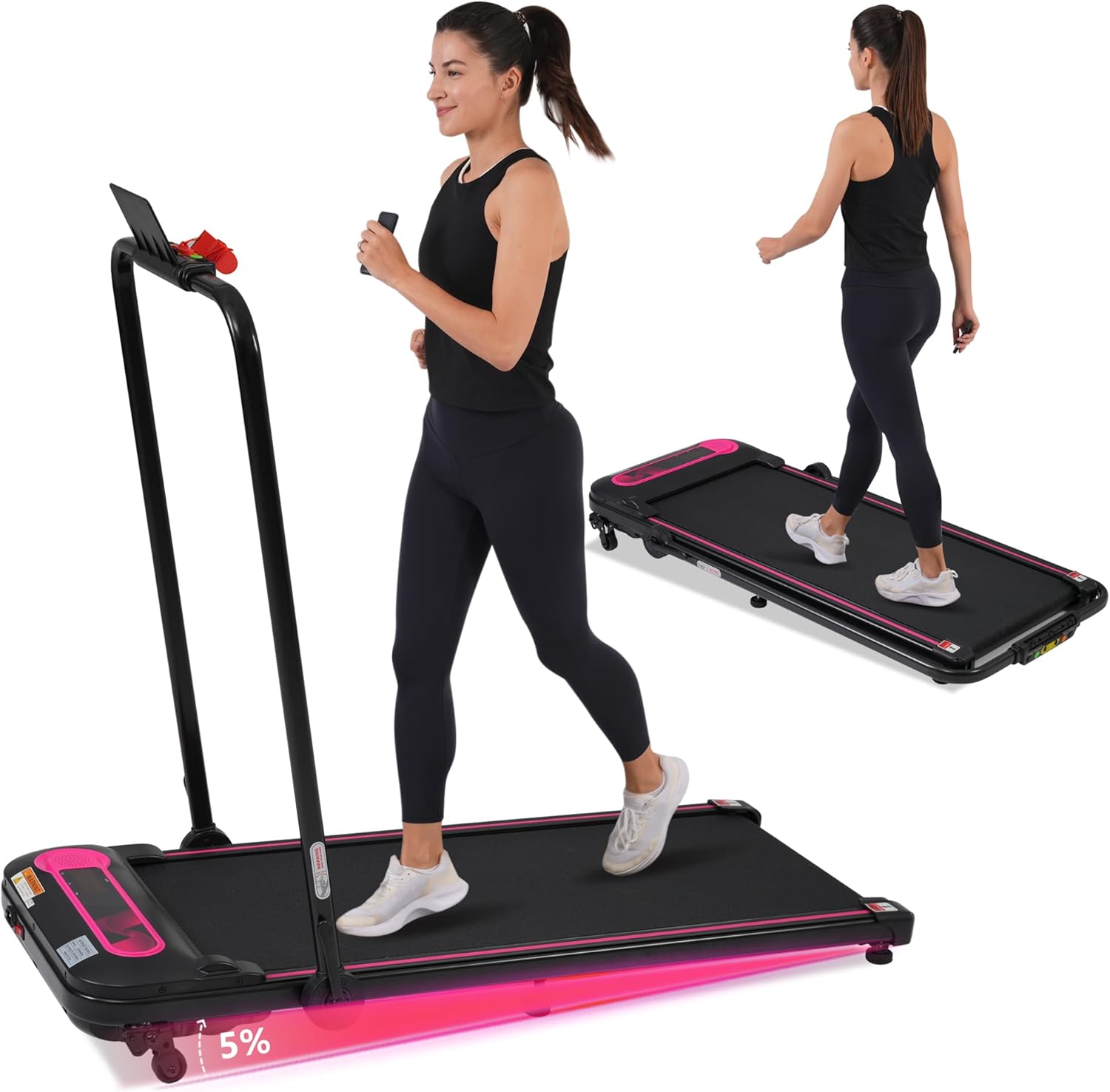 Caminadora Plegable AYJOIR Walking Pad con Inclinación y Barra, 300 lbs