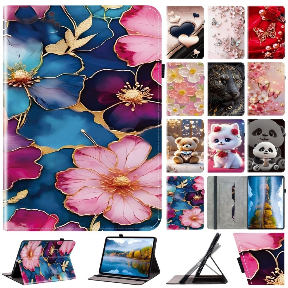 Generic Étui compatible avec Samsung Galaxy Tab A8 10.5 2022 SM-X207 (couleur : fleur papillon) Étui portefeuille à rabat en cuir à motif