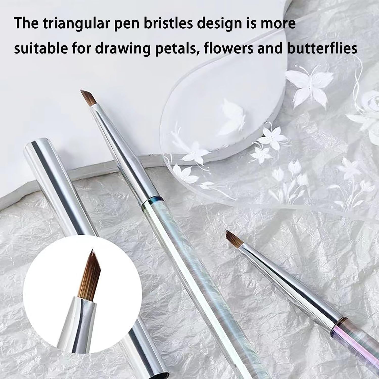 Nail Brush for Drawing Petals and Butterflies, Watercolor Paint Brushes for Oil Painting, Acrylic Paint Brushes（1 PACK） (changeable color）