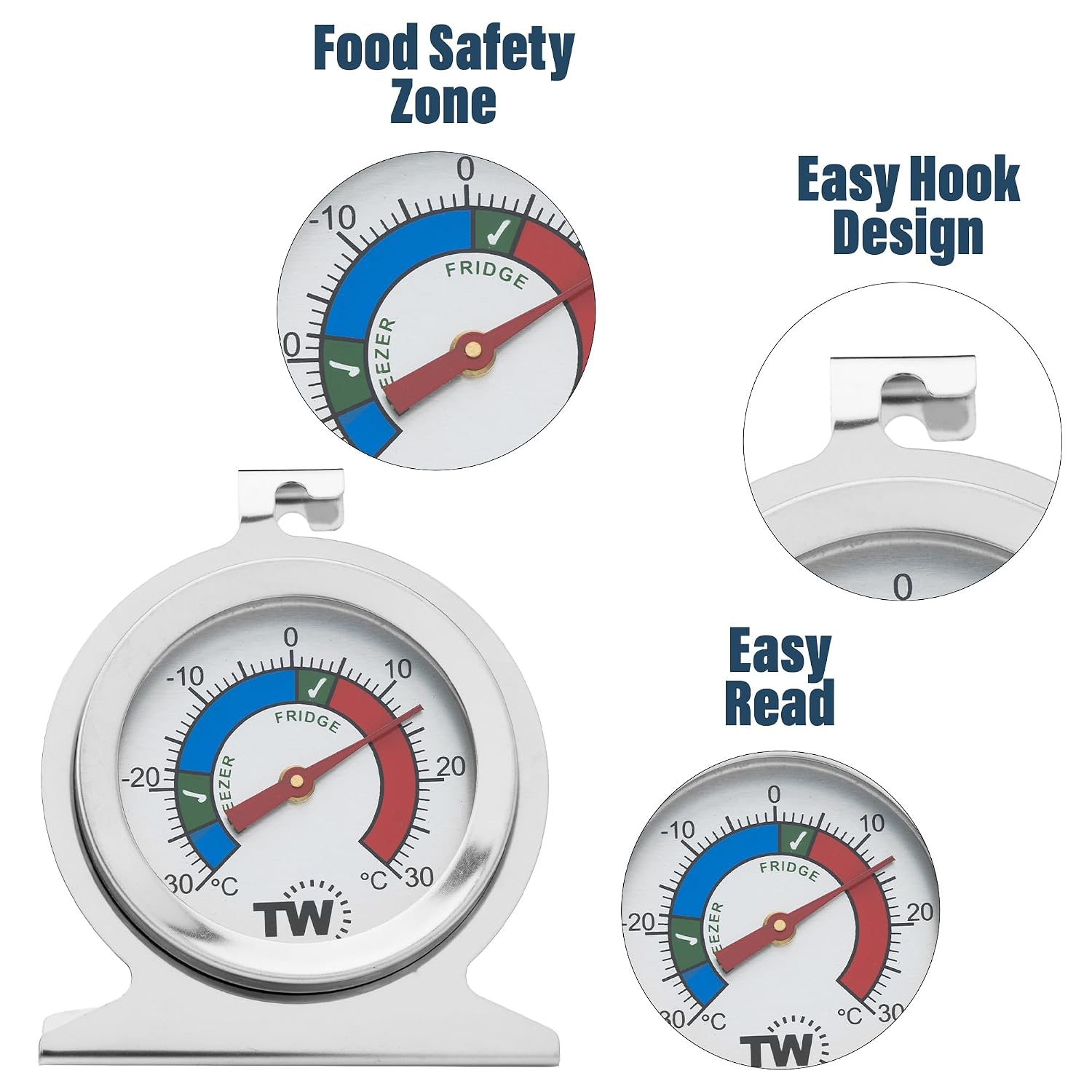 Fridge Freezer Thermometer Twin Pack to Monitor Refrigerator Temperature