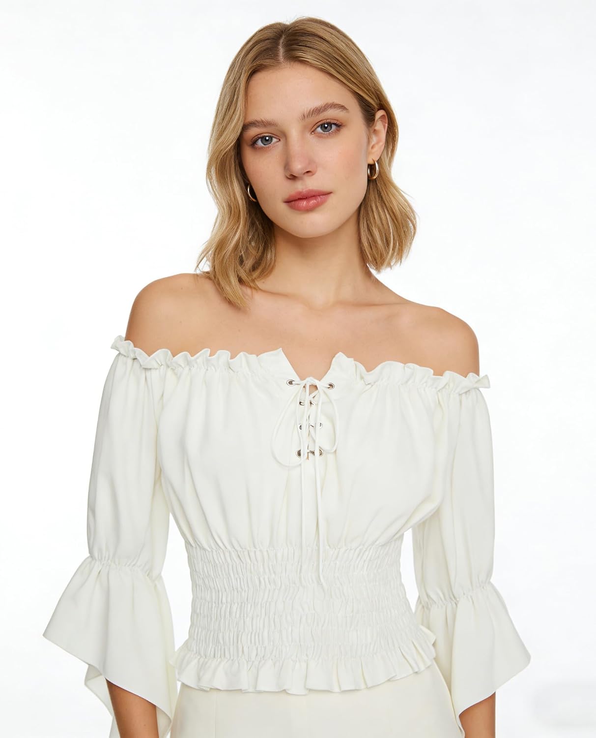 Renaissance Shirt Women Peasant Blouse Medieval Off Shoulder Pirate Steampunk Tops Victorian Long Sleeve Top